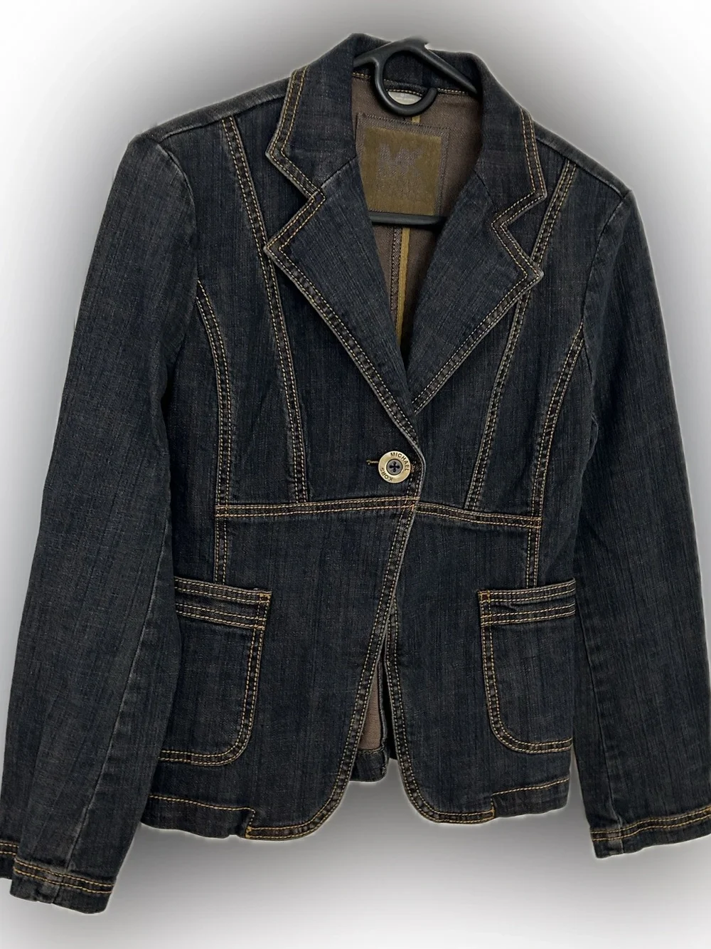 Michael Kors Classy Flattering Denim Jean Cotton Blazer Jacket